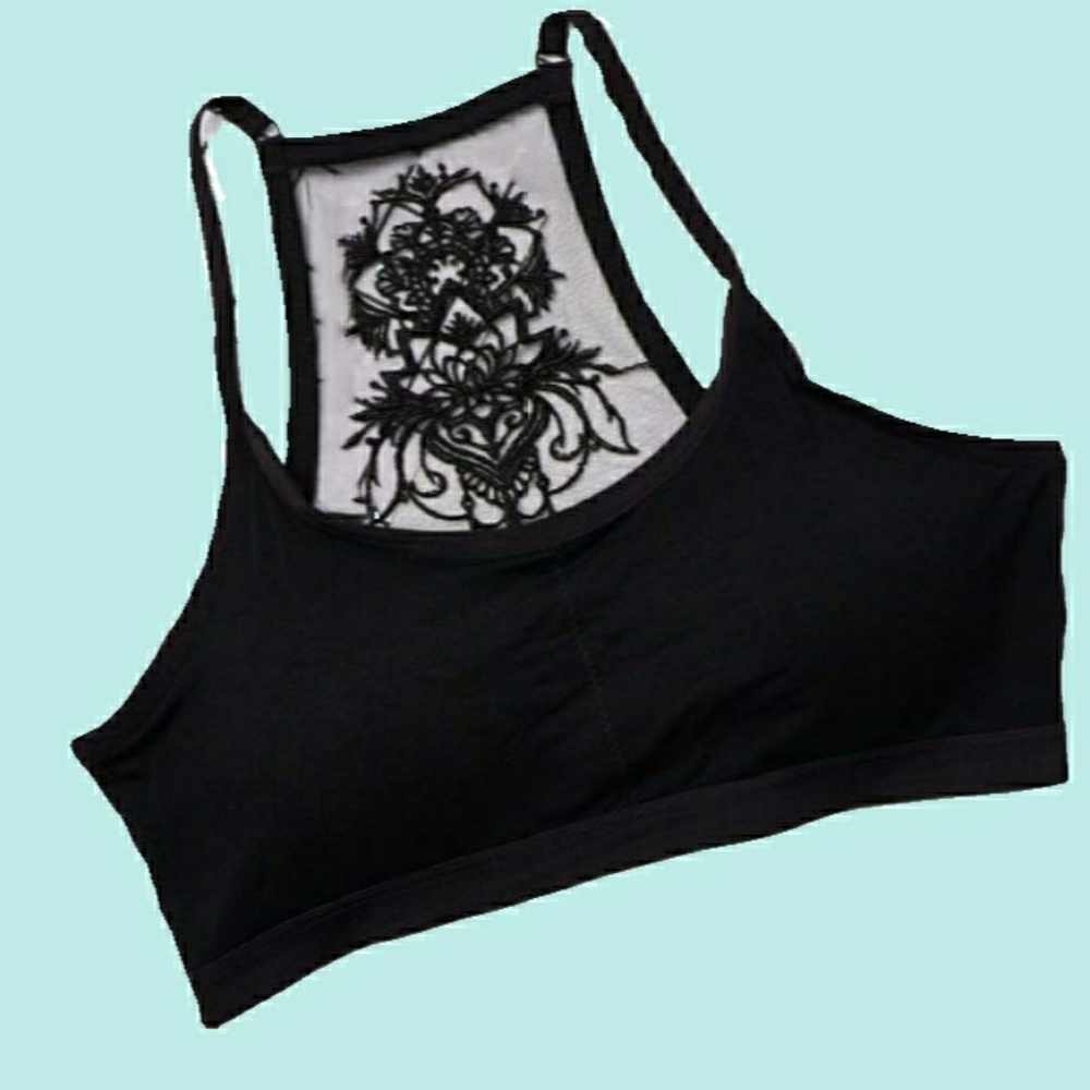 BRAND NEW -SEXY BLACK TATTOO RACER BACK BRALETTE - Picture 3 of 7